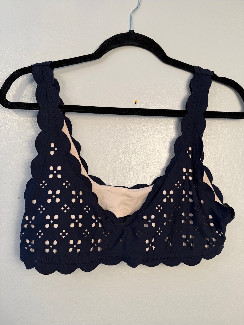 J.Crew Navy Scalloped Laser-Cut Bralette - Women’s swim/bikini top side large